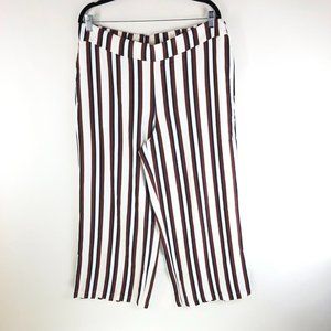 Brooke Shields Timeless Wide-leg Pull-on Pants Side Slits Striped Burgundy LP